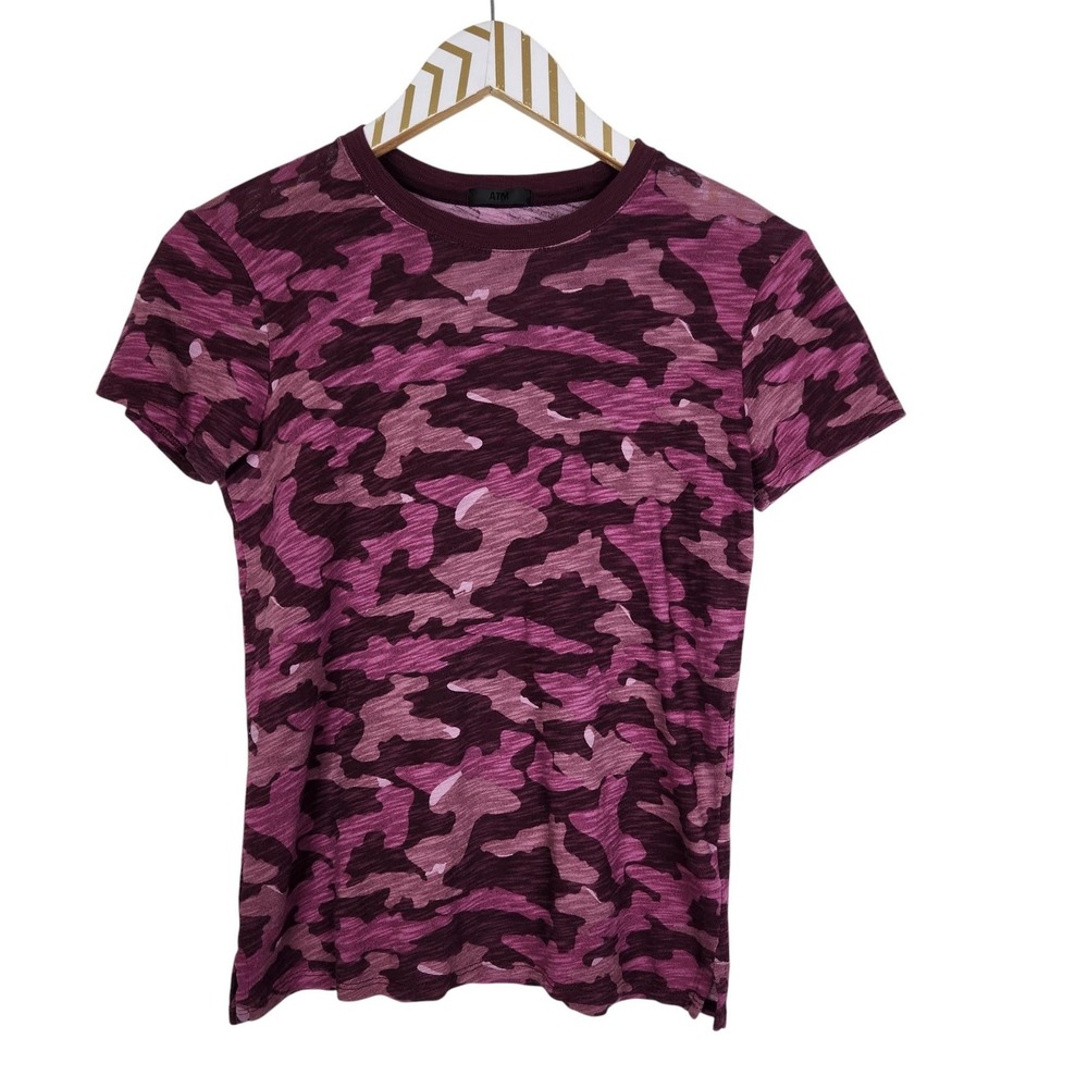 ATM‎ Slub Jersey Schoolboy Crew Neck Tee Womens XS Pink Camo Port Combo